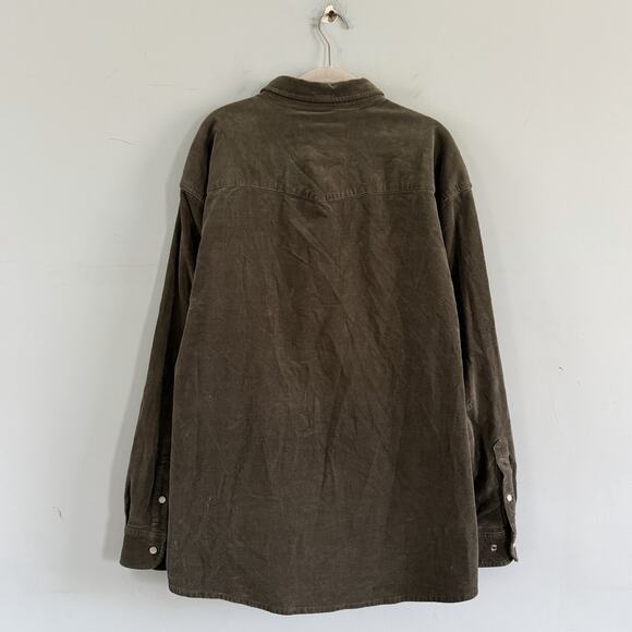 Poncho Outdoors The Zilker Corduroy Olive Green Button Down Shirt - Picture 3 of 6
